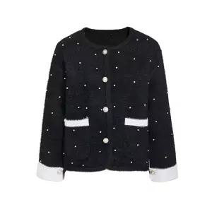 [JJ지고트](광주신세계)밍크 진주 도트 배색 가디건 GRCN1CD331