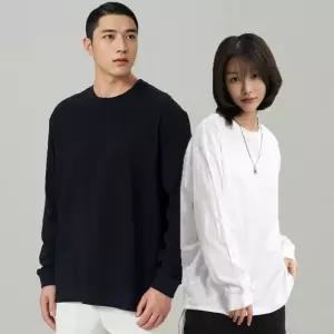 무지 여자 롱슬리브 남자 흰색 레이어드티 커플 면티 기본티 긴팔 가을티 두꺼운 10수