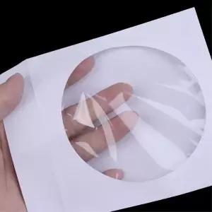 CD DVD 디스크 종이 슬리브 포장 봉투 보관 투명 창 케이스 플랩 흰색 접이식 12.5