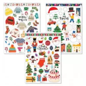 이지피아 겨울 투명 스티커 3매입