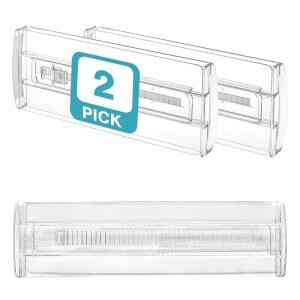 의류용 바이틱 4팩 서랍 칸막이, 4인치 높이 조절 가능한 확장형 정리함, 서랍장용 투명 플라스틱 분리기, 속옷, 화장품, 세면도구