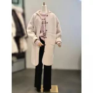 [갤러리아] ab.f.z 니트 후드 양털 뽀글이 롱코트 ACA1HF02A