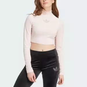 아디다스 W 라인스톤 트레포일 벨벳 긴팔 크롭탑 IX9591