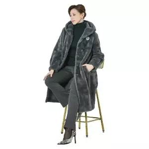 [NS홈쇼핑]FAUX 밍크 후드 롱 코트[35592788]