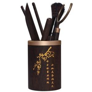 사군자 순동 흑단목 다관 매화 티나이프 원목핸들 수공예품 보이차도구세트 소품 6종 차스푼