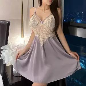 플라워 레이스 슬립 원피스 포인트 섹시룩 홈웨어 민소매 여성속옷 디자인