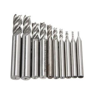 10피스 스트레이트 생크4 플루트 엔드밀 CNC 카본 합금강 절삭공구를 위한 라우터 비트 커터 드릴 툴 1 5 10mm