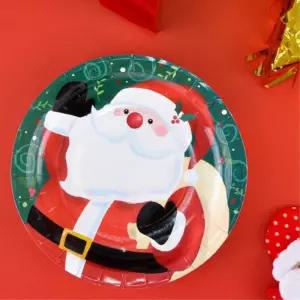 크리스마스테이블 산타접시 7인치x10세트 일회용종이