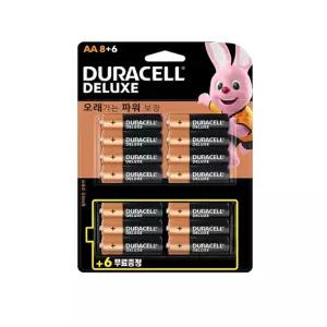 듀라셀 알카라인 디럭스 건전지 14알 AA 8+6개입
