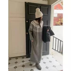 [공구우먼] 써밋 노르딕 루즈핏 롱 니트원피스 85298 빅사이즈 여성의류