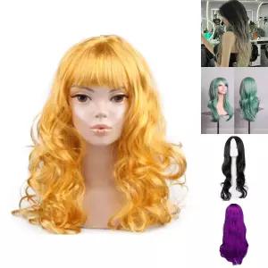 (골드) 웨이브긴머리가발/롱가발/변장/소품/셀프웨딩/여자/패션/염색/인조모/특이한/티안나는/파티용/헤어