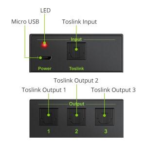 LiNKFOR 3 웨이 알루미늄 합금 Spdif Toslink 광 디지털 오디오 분배기 1x3 1 In Out 지원 DTS AC3