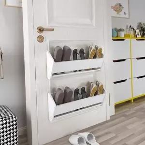 현관 신발 정리대 다용도 틈새 접착식 벽걸이 신발 정리대 선반 공간활용 신발장 정리함 설치 좁은 간편