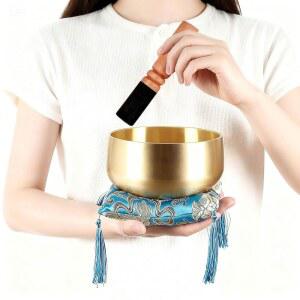 대형 티베트 노래 그릇 세트 - 요가, 마음챙김, 차크라 힐링 및 스트레스 해소를 위한 6인치 수공예 명상 사운드 | 쿠션 망치가 포함된 완전한 키트 초보자를 영적 선물