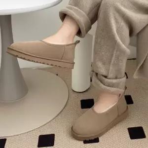 라운드 토우 여성 털 단화 투웨이 뮬 겨울 슬리퍼 M12