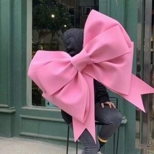 핑크 레드 크리스마스 야외 대형 리본 화환 장식 트리 생일 현관 벨벳