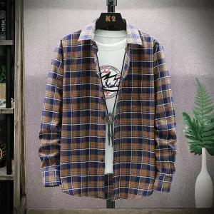 남성셔츠 가을 체크 카라넥 긴팔 루즈핏 캐주얼 남방 심쿵