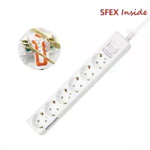 동양전자산업 스펙스 6구 16A 자동소화 메인스위치 멀티탭 (1.5m) DYM-G6C(SC)-SI