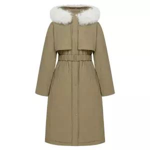 [케네스레이디][BYLYNN]후드 퍼 야상 벨티드 롱다운 EGDHOK9900