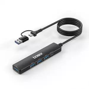 베이식스 USB 허브 5포트 USB 3.0 C타입 겸용 1.5m 유선 멀티포트 노트북 맥북용