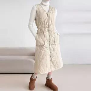 말리에 집업 패딩 퀼팅 롱원피스 베스트_W4356