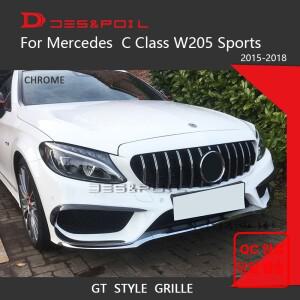 파나메리카나 그리드 자동차 전면 범퍼 레이싱 그릴 스포츠 AMG 라인 전용 C 클래스 W205 GT 그릴 2015-201