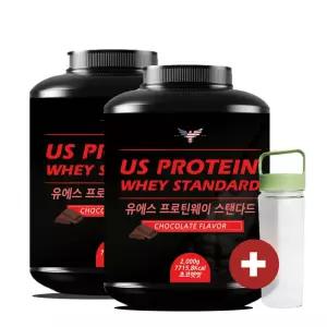 유에스프로틴웨이 2통고함량 헬스단백질보충제 근육증가 프로틴 총 4kg 연한코코아 곡물맛
