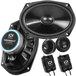 NVX NSP69KIT 6x9 자동차 스피커, 최대 920W, 320W RMS, 양방향 부품 시스템, 실크 돔 트위터 및 X-오버, 자동차/트럭/도어(페어)에 쉽게 설치할