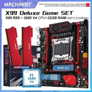 MACHINIST X99 게이밍 마더보드 RS9 옵션 키트 LA2011-3 인텔 제온 E5 2680 V4 CPU 및 DDR4 32GB(216GB) M.