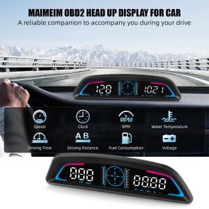 자동차 헤드업 디스플레이 디지털 GPS 속도계 프로젝터 OBD2 물 t = 온도 RPM 알람 전자 액세서리 HUD B3/G