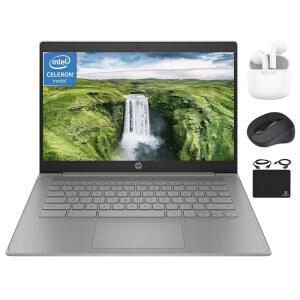크롬북 얇은 노트북 학생 비즈니스 2024, 14인치 HD 디스플레이, 쿼드코어 인텔 셀러론 N4120 프로세서, 4GB RAM, 64GB eMMC, 웹캠, WiFi, 롱 배터리, 크롬 OS + Hubxcel 액세서리 그레이
