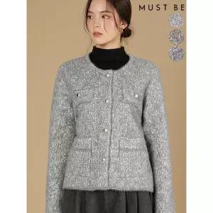 [하프클럽/머스트비]여성 라운드 헤어리 트위드 자켓