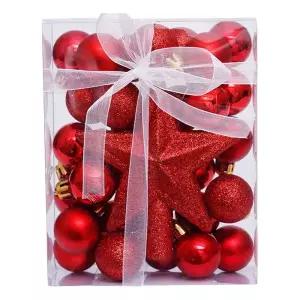 (레드) 크리스마스 트리 장식볼 세트 30p 8종 /학교/유치원/교회/카페/홈/파티/성탄절/트리/장식/오너먼트
