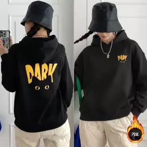 다크냥이 기모 후드 맨투맨 긴팔 BOX 여성 오버핏 티셔츠 (2컬러) 박시핏 빅사이즈