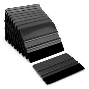 EHDIS 10pcs 비닐 스퀴지 4인치 자동차 스크레이퍼 데칼 어플리케이터 창문 틴트 벽지 스무딩 도구(블랙 원단 펠트 엣지 포함) (퓨어 블랙)