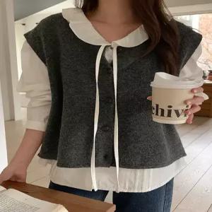 [제작] 허스 라운드넥 울 니트 베스트 85397 빅사이즈 여성의류