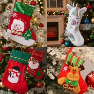 크리스마스 트리 양말 주머니 창문 포토존 LED 행잉 벽 모빌 대형 산타 할아버지 유니콘