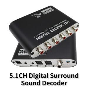 5.1/2.1 러쉬 디지털 사운드 디코더 DAC 컨버터 광 SPDIF 동축-6RCA DTS AC3 5.1CH 아날로그 3.5mm 오디오