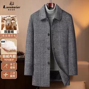 남자코트 체크 모직 코트 트렌치 럭셔리 가을겨울 캐주얼 비즈니스 심쿵