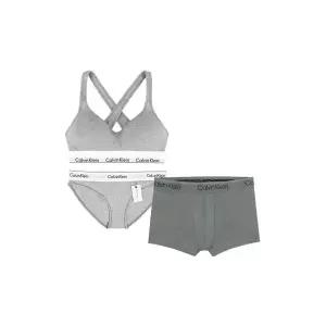 [Calvin Klein][LIVE특가]커플 속옷세트 여성브라팬티세트1종+남성드로즈1종/쇼핑백증정(그레이)