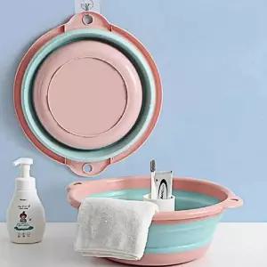 세수대야 블루 원형 대형 폴딩 욕실대야 플라스틱 접이식 세수대야 다라이