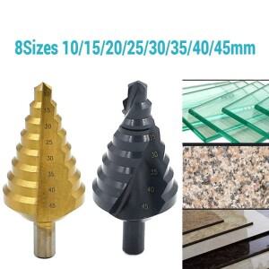 티타늄 스텝 드릴 비트 8 크기 10/15/20/25/30/35/40/45mm Tiain 코팅 고속 강철 콘 금속 다중 구멍 도구