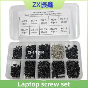 500피스 카운터 싱크 플랫 헤드  호환 소형 미니 소형 나사 세트 M2 M2.5 M3 탄소강 컴퓨터 노트북