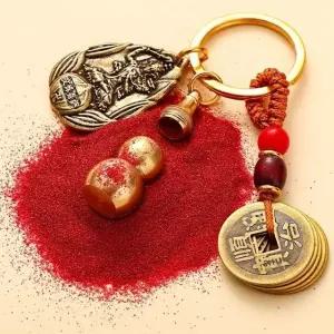고품질 대세지 보살 불교 황동 키링 열쇠고리 십이지신 부적 (WFFWOXW)