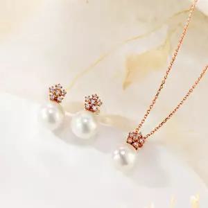 [비앤비골드] 14K 플로라 큐빅 플라워 진주 주얼리세트 MNC40762