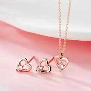 [비앤비골드] 18K 프롱 드롭 큐빅 하트 주얼리세트 NPC40755