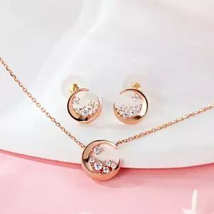 [비앤비골드] 18K 블룸 문 플라워 큐빅 주얼리세트 MNC40759