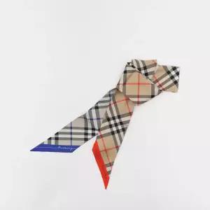 버버리 체크 리브시블 실크 스키니 여성 스카프 8108158