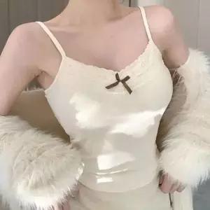 [하프클럽/]프리미엄 프릴레이스타이 패드내장 핏감좋은 숏탑 끈나시티