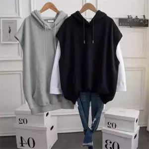 [하프클럽/]걸스 데일리후디 조끼 컴포트룩 오버 실루엣 슬리브리스탑 프리